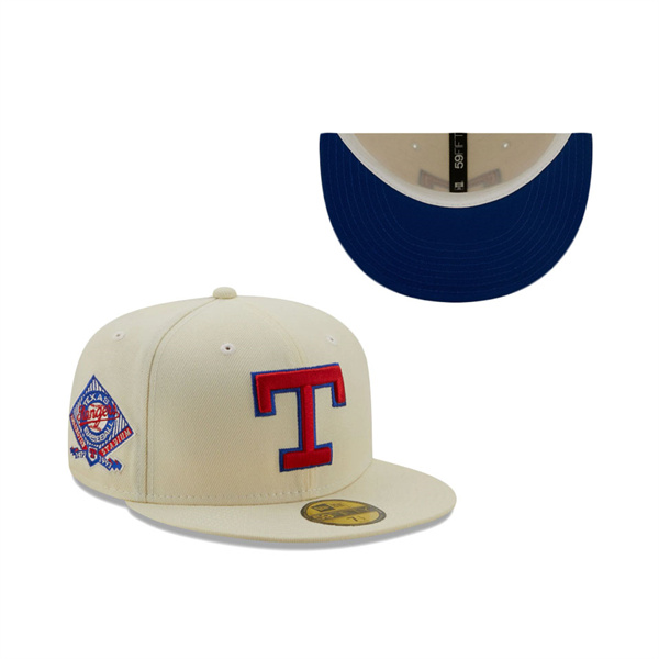 Texas Rangers Arlington Stadium 21st Anniversary Chrome Alternate Undervisor 59FIFTY Fitted Hat Cream