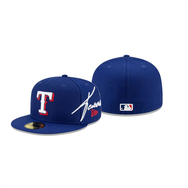 Men's Texas Rangers Cursive Blue 59FIFTY Fitted Hat