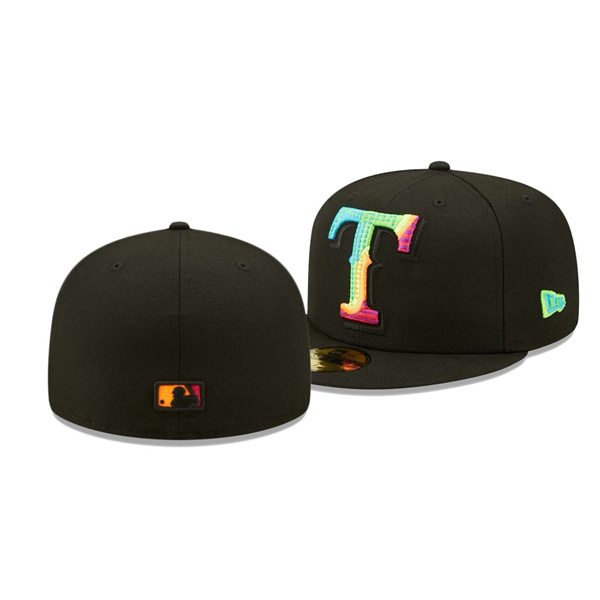 Texas Rangers Neon Fill Black 59FIFTY Fitted Hat
