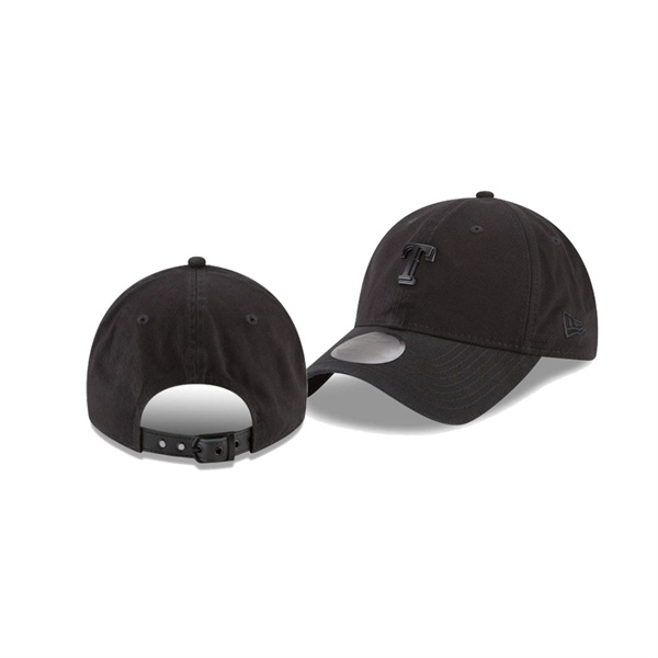 Men's Texas Rangers Blackout Collection Black 9TWENTY Adjustable Hat