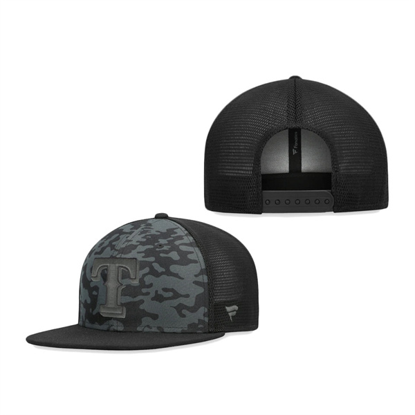 Texas Rangers Fanatics Branded Camo Mesh Snapback Hat Black