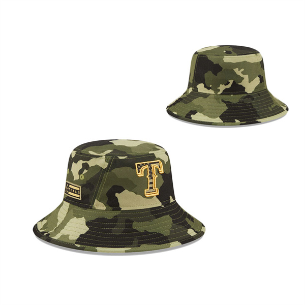 Men's Texas Rangers New Era Camo 2022 Armed Forces Day Bucket Hat