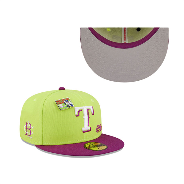 Men's Texas Rangers New Era Green Purple MLB X Big League Chew Swingin' Sour Apple Flavor Pack 59FIFTY Fitted Hat