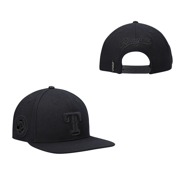Men's Texas Rangers Pro Standard Black Triple Black Wool Snapback Hat