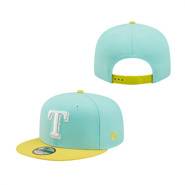 Texas Rangers New Era Spring Two-Tone 9FIFTY Snapback Hat Turquoise Yellow