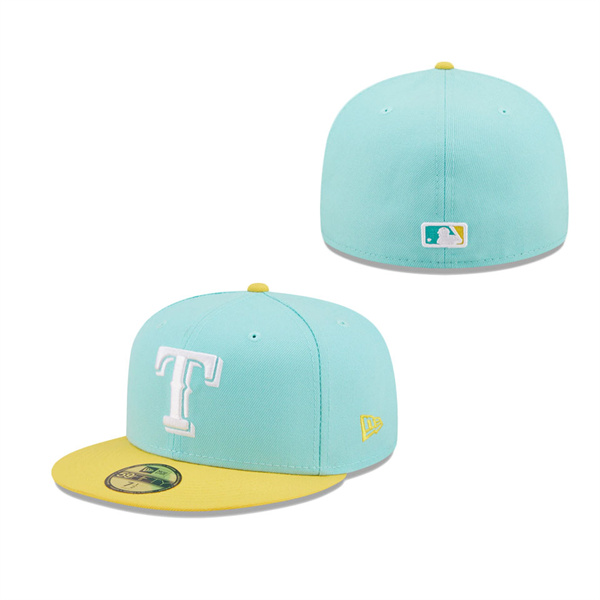 Men's Texas Rangers New Era Turquoise Yellow Spring Color Pack Two-Tone 59FIFTY Fitted Hat