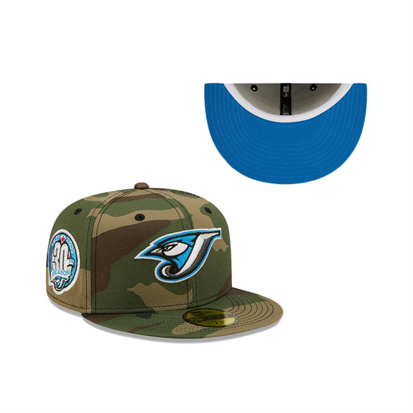 Blue Jays 30th Season Patch Woodland Undervisor 59FIFTY Fitted Hat Camo