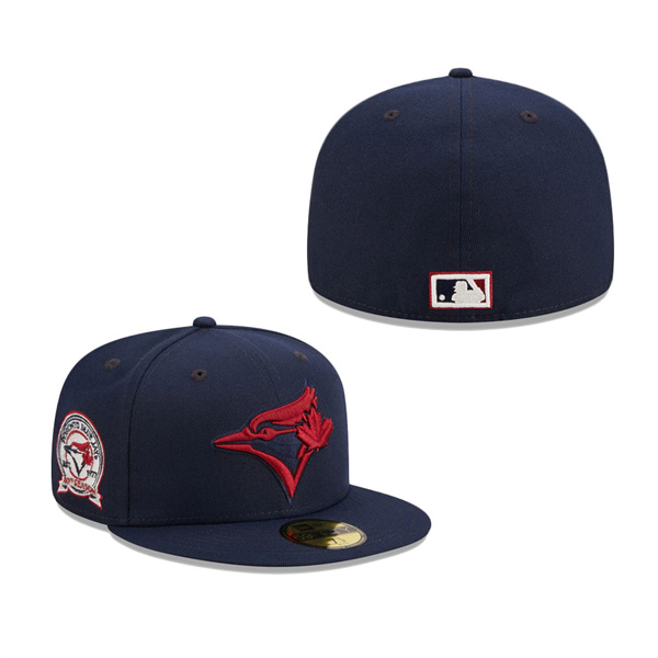 Toronto Blue Jays New Era Cooperstown Collection 40th Anniversary Patch 59FIFTY Fitted Hat Navy