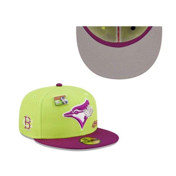 Men's Toronto Blue Jays New Era Green Purple MLB X Big League Chew Swingin' Sour Apple Flavor Pack 59FIFTY Fitted Hat