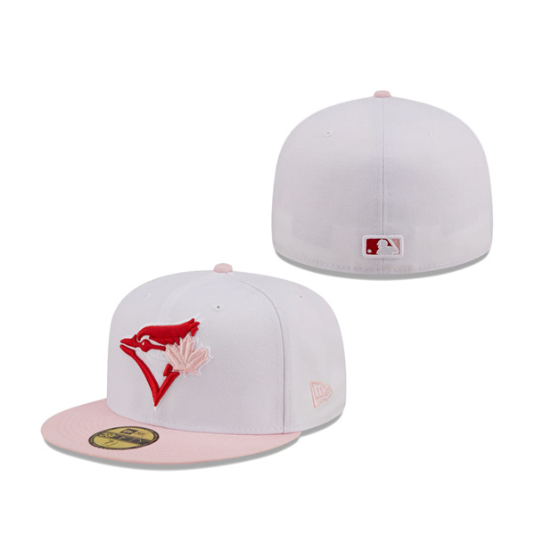 Toronto Blue Jays New Era Scarlet Undervisor 59FIFTY Fitted Hat White Pink