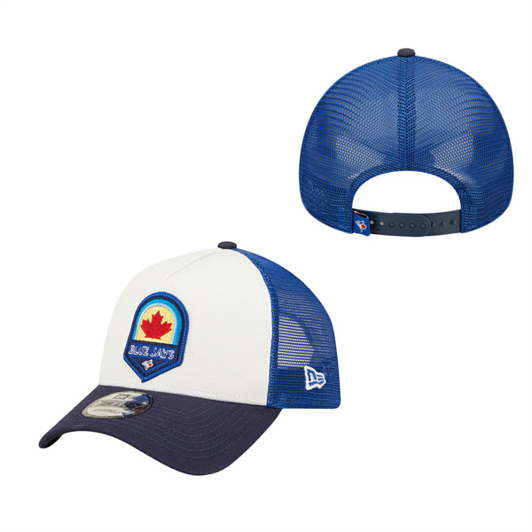 Youth Toronto Blue Jays Navy Royal White Fresh 9FORTY Trucker Snapback Hat
