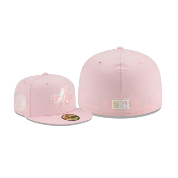 Men's Montreal Expos Light Yellow Under Visor Pink 59FIFTY Fitted Hat