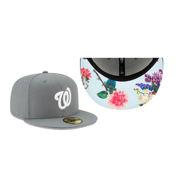 Men's Washington Nationals Floral Undervisor Gray 59FIFTY Fitted Hat