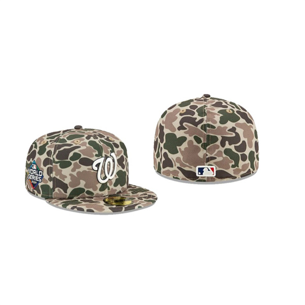 Men's Washington Nationals # Duck Camo 59FIFTY Fitted Hat Green