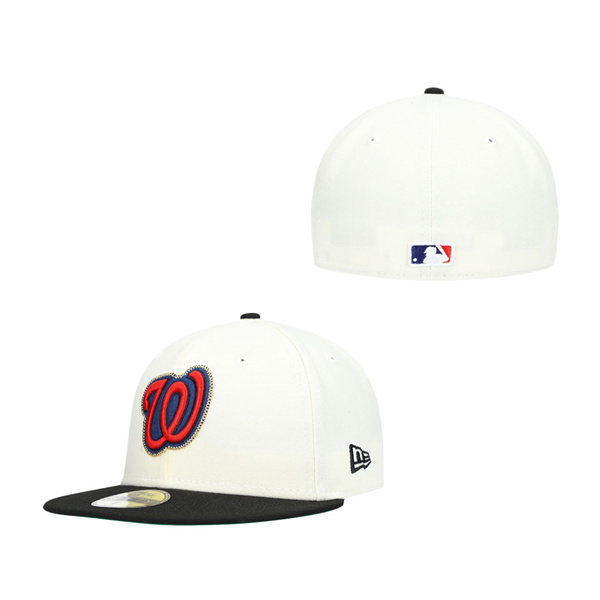 Men's Washington Nationals Cream Black Social Status X MLB 59FIFTY Fitted Hat