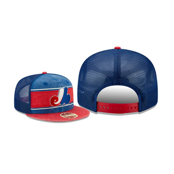Men's Montreal Expos Heritage Band Blue Trucker 9FIFTY Snapback Hat