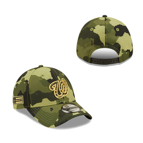 Men's Washington Nationals New Era Camo 2022 Armed Forces Day 9FORTY Snapback Adjustable Hat