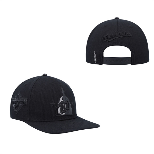 Men's Washington Nationals Pro Standard Black 2019 World Series Champions Triple Black Wool Snapback Hat