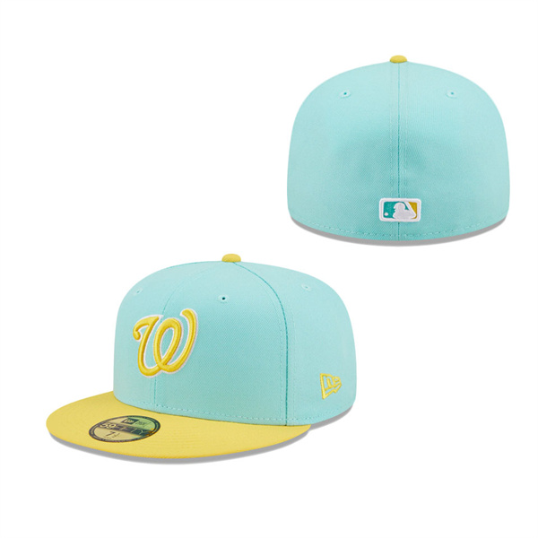 Men's Washington Nationals New Era Turquoise Yellow Spring Color Pack Two-Tone 59FIFTY Fitted Hat