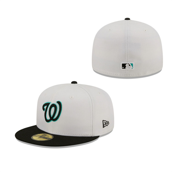 Men's Washington Nationals New Era White Black Spring Color Pack Two-Tone 59FIFTY Fitted Hat