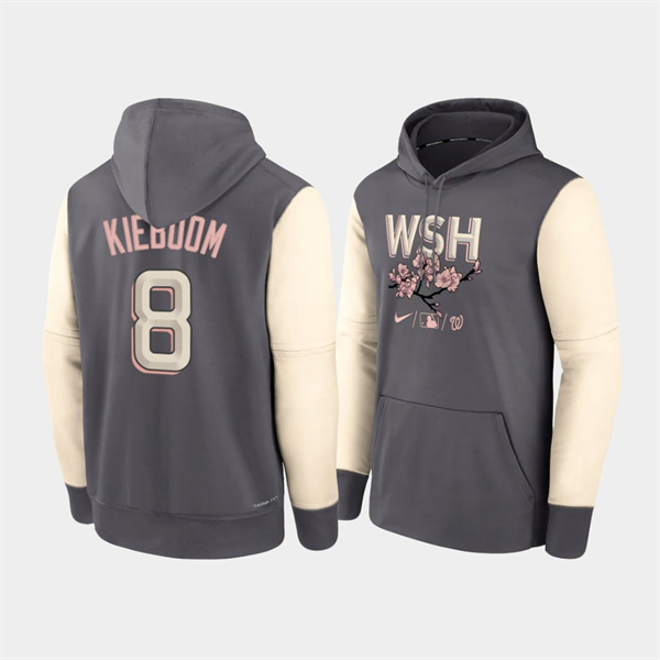 Washington Nationals 8 Carter Kieboom 2022 City Connect Gray Pullover Authentic Collection Hoodie