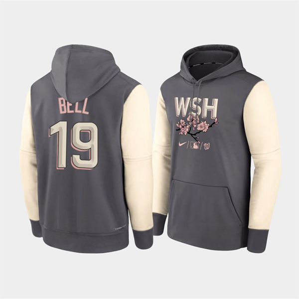 Washington Nationals 19 Josh Bell 2022 City Connect Gray Pullover Authentic Collection Hoodie