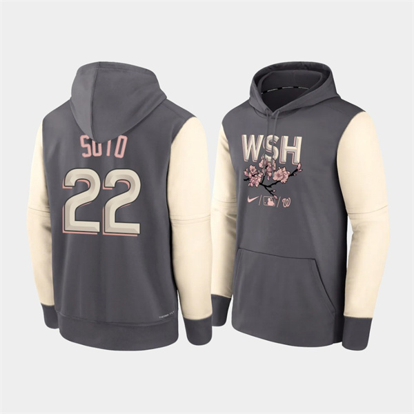 Washington Nationals 22 Juan Soto 2022 City Connect Gray Pullover Authentic Collection Hoodie