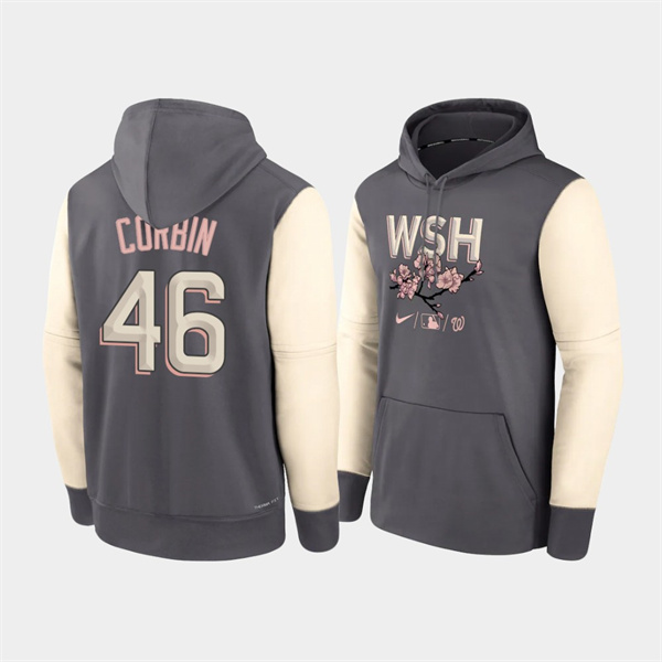 Washington Nationals 46 Patrick Corbin 2022 City Connect Gray Pullover Authentic Collection Hoodie