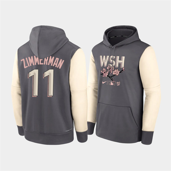 Washington Nationals 11 Ryan Zimmerman 2022 City Connect Gray Pullover Authentic Collection Hoodie