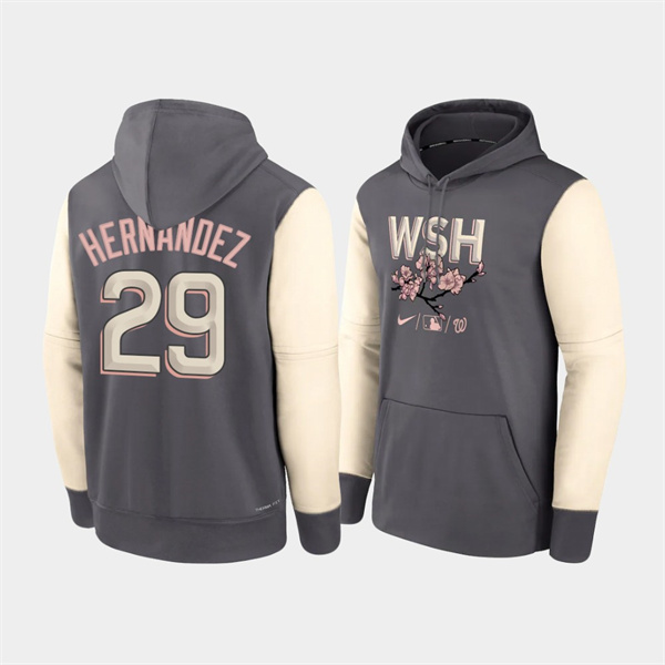 Washington Nationals 29 Yadiel Hernandez 2022 City Connect Gray Pullover Authentic Collection Hoodie