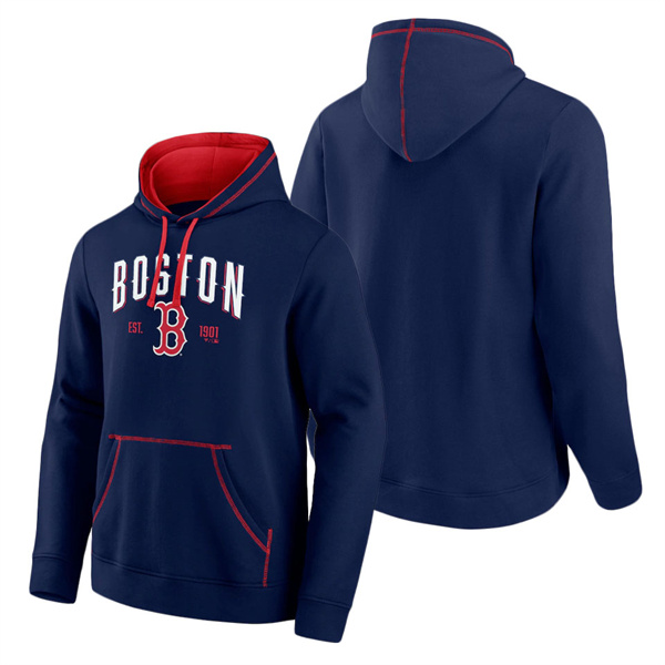 Men's Boston Red Sox Fanatics Branded Navy Red Ultimate Champion Logo Pullover Hoodie