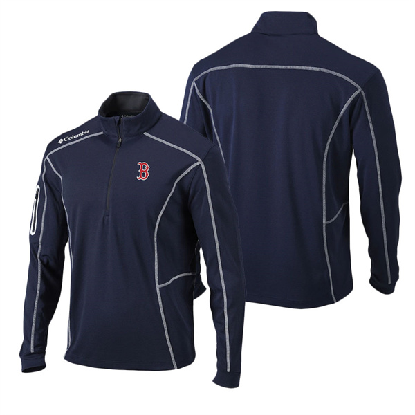 Men's Boston Red Sox Columbia Navy Shotgun Omni-Wick Quarter-Zip Pullover Jacket
