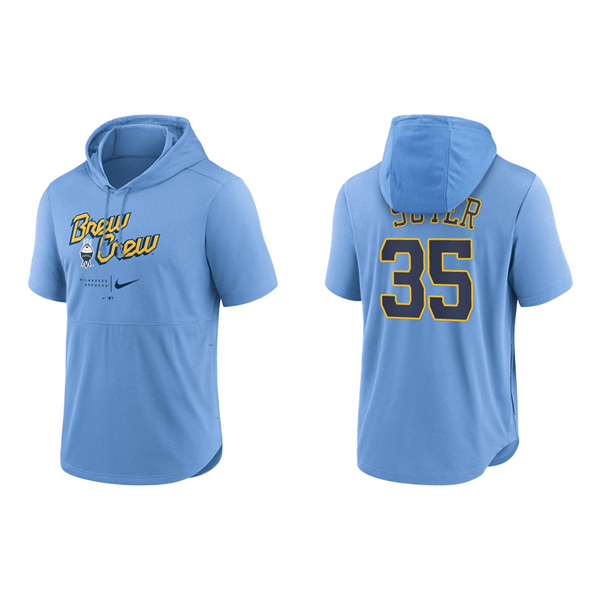 Brent Suter Brewers City Connect Short Sleeve Pullover Hoodie