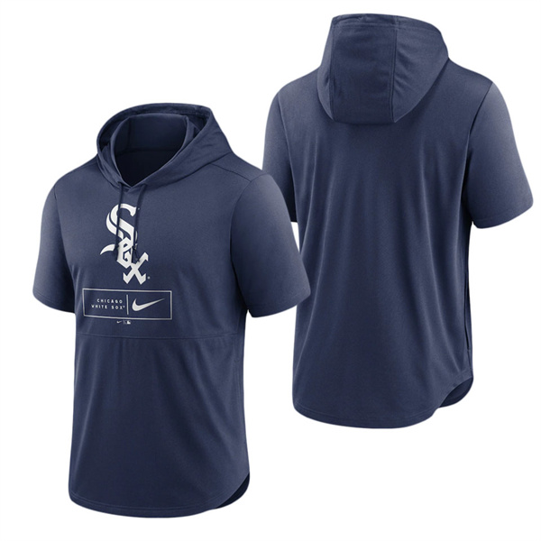 Chicago White Sox Navy Logo Lockup Performance Short-Sleeved Pullover Hoodie