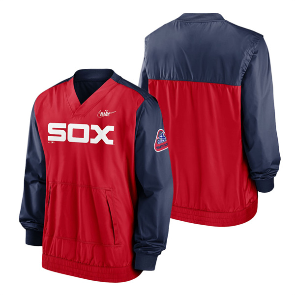 Men's Chicago White Sox Nike Navy Red Cooperstown Collection V-Neck Pullover Jacket