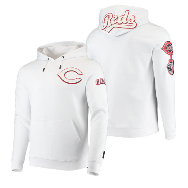 Men's Cincinnati Reds Pro Standard White Logo Pullover Hoodie