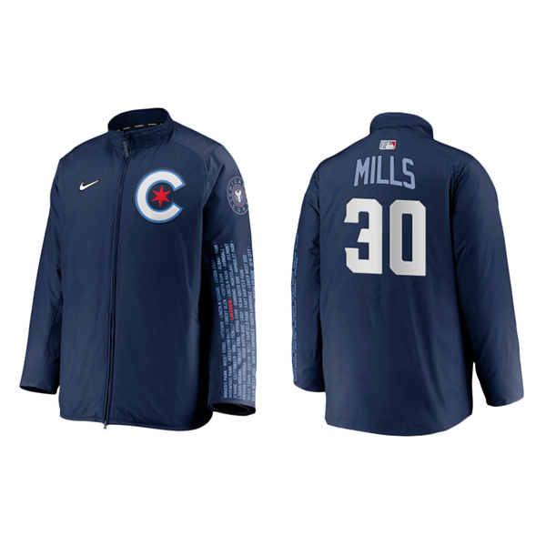 Men's Chicago Cubs Alec Mills Navy 2021 City Connect Dugout Jacket