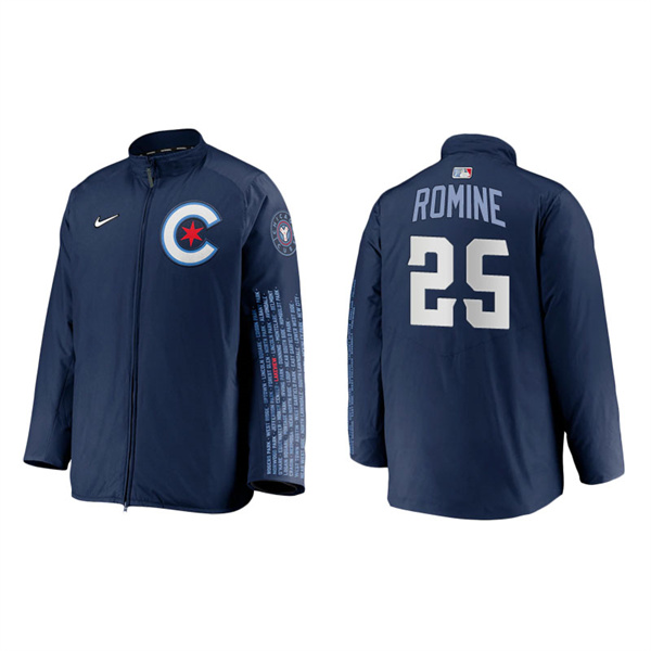 Men's Chicago Cubs Austin Romine Navy 2021 City Connect Dugout Jacket