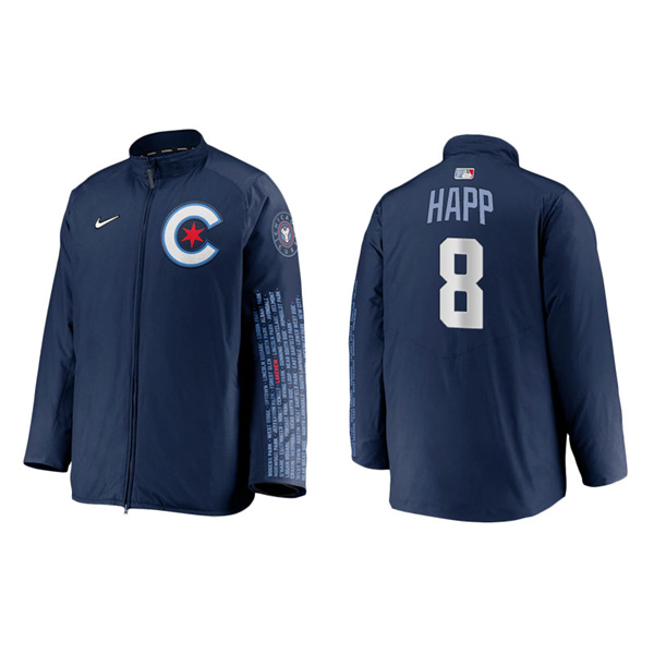 Men's Chicago Cubs Ian Happ Navy 2021 City Connect Dugout Jacket