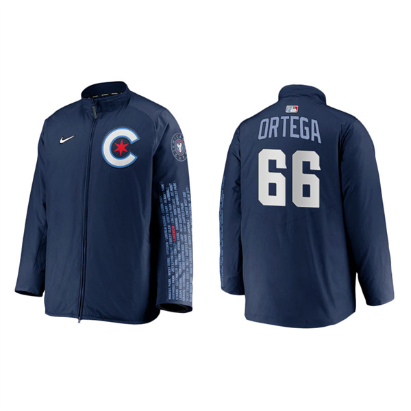 Men's Chicago Cubs Rafael Ortega Navy 2021 City Connect Dugout Jacket