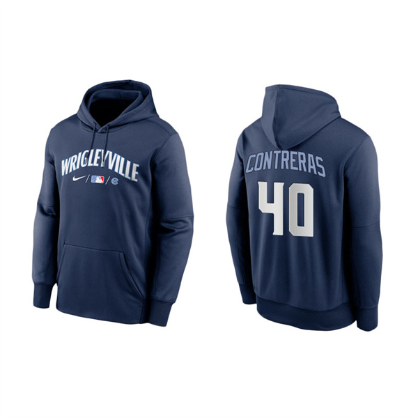 Men's Chicago Cubs Willson Contreras Navy 2021 City Connect Pullover Hoodie