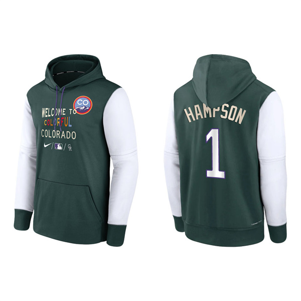 Garrett Hampson Men's Colorado Rockies Green Authentic Collection 2022 City Connect Therma Performance Pullover Hoodie