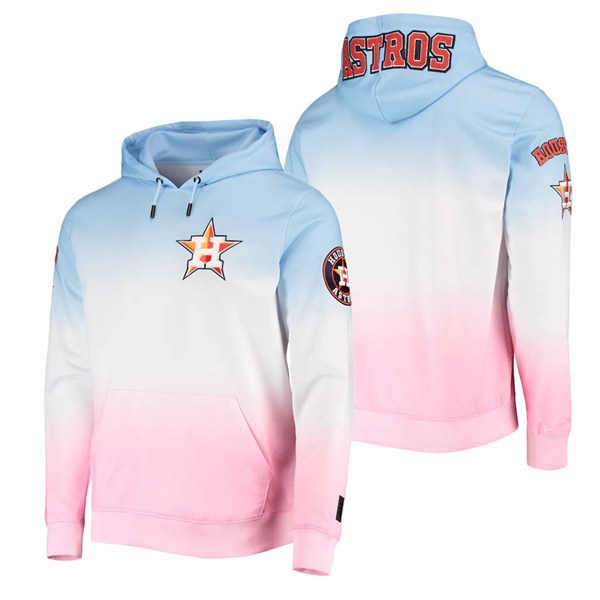 Men's Houston Astros Pro Standard Blue Pink Ombre Pullover Hoodie