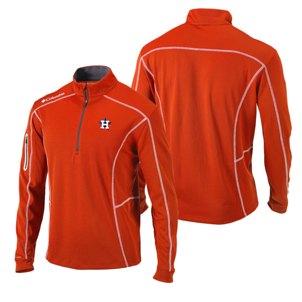 Men's Houston Astros Columbia Orange Shotgun Omni-Wick Quarter-Zip Pullover Jacket
