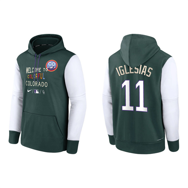 Jose Iglesias Men's Colorado Rockies Green Authentic Collection 2022 City Connect Therma Performance Pullover Hoodie