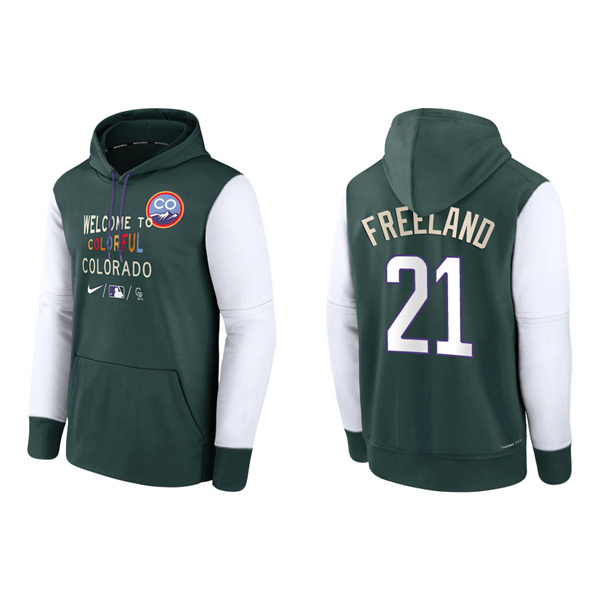 Kyle Freeland Men's Colorado Rockies Green Authentic Collection 2022 City Connect Therma Performance Pullover Hoodie