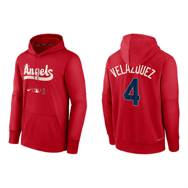 Andrew Velazquez Men's Angels Red 2022 City Connect Authentic Collection Therma Performance Pullover Hoodie