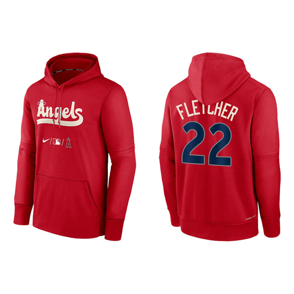 David Fletcher Men's Angels Red 2022 City Connect Authentic Collection Therma Performance Pullover Hoodie