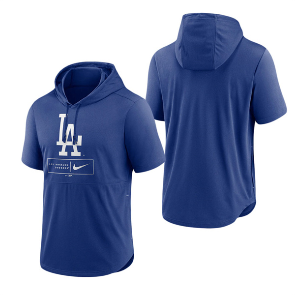 Los Angeles Dodgers Royal Logo Lockup Performance Short-Sleeved Pullover Hoodie