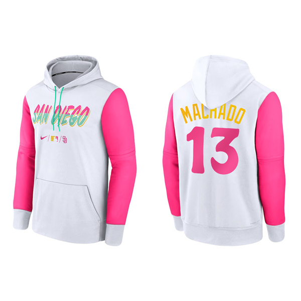 Manny Machado San Diego Padres White 2022 City Connect Therma Pullover Hoodie
